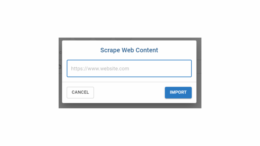 The Web Scraper box prompts you to paste a URL to import the content into your Protolyst workspace