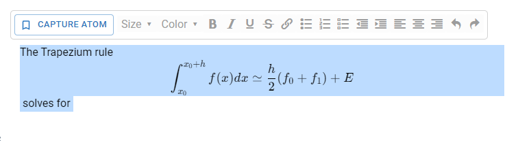 A highlighted sentence including an equation